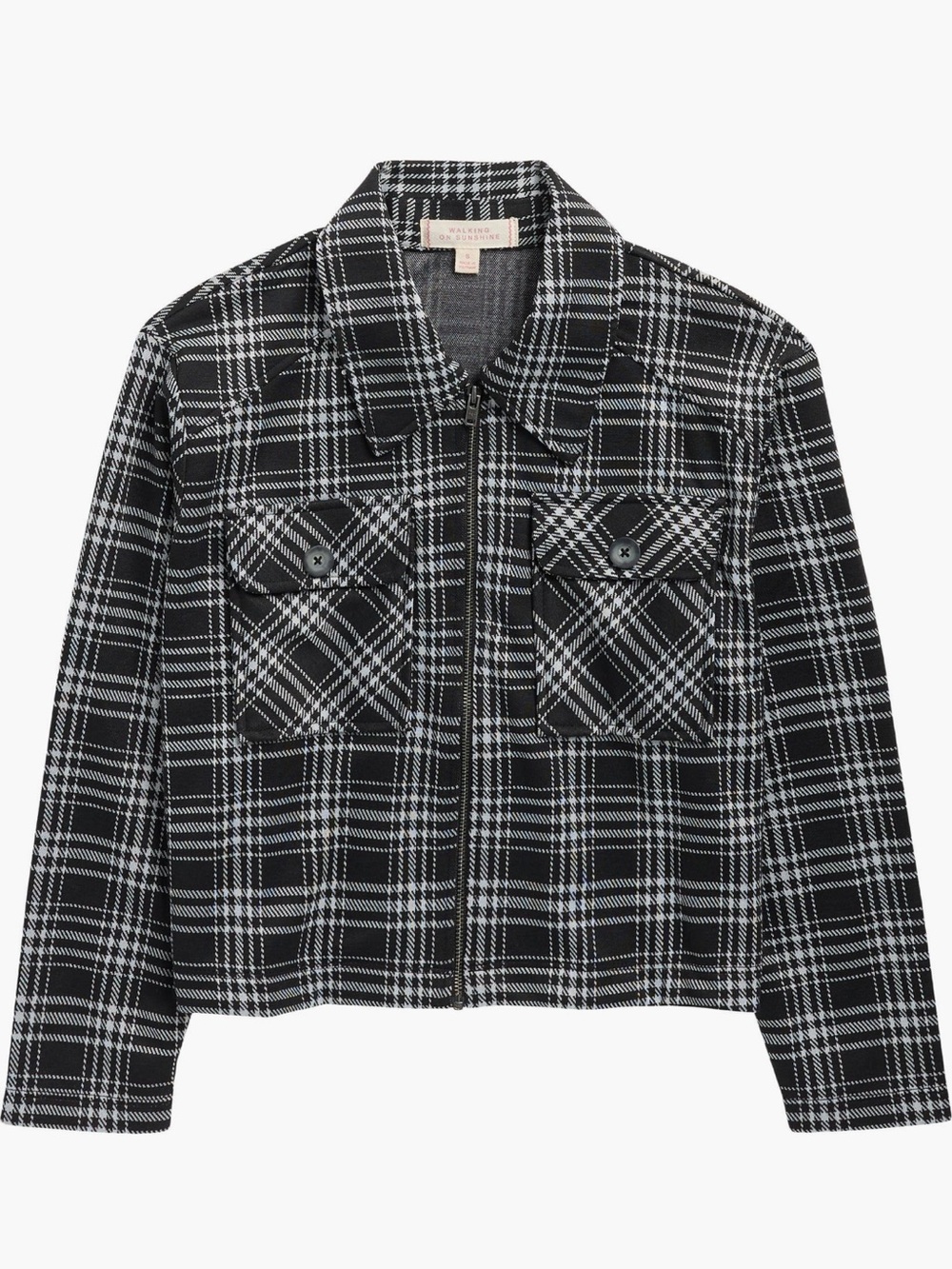 Nwt kids jacket Black & White Plaid Cropped size medium